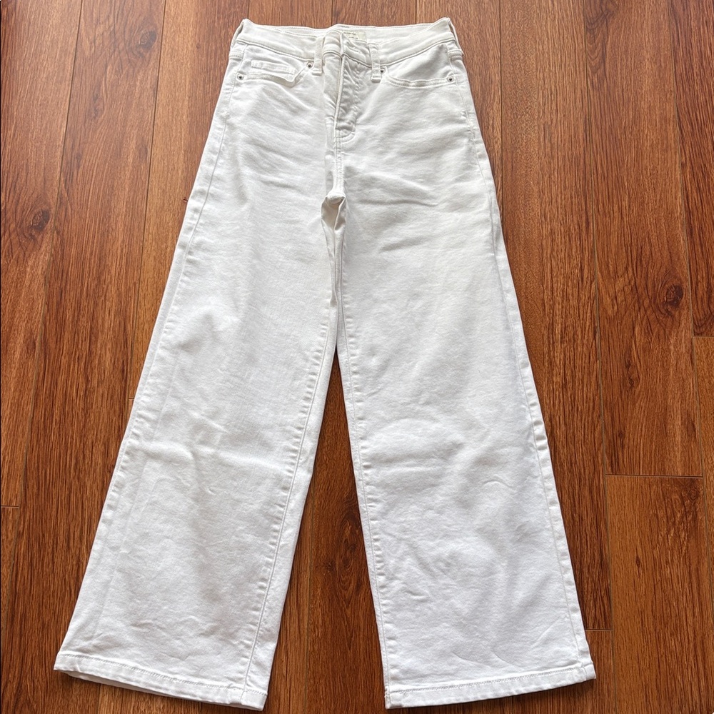 Banana Republic Factory Wide-Leg High Rise Jeans Pure White 25P Petite EUC - Picture 2 of 10